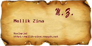 Mellik Zina névjegykártya
